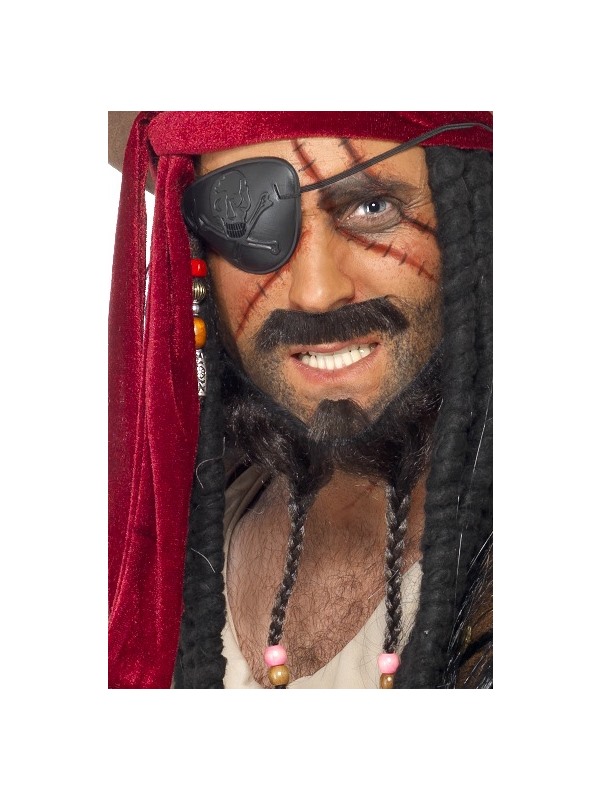 Pirate Make-Up Kit, Black & Red, Brush, Sponge, Eyepatch & Guide