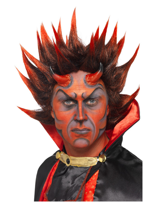 Devil Punky Wig, Red & Black, Spiky