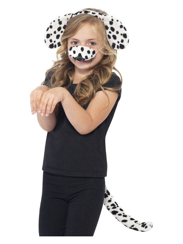 Dalmatian Kit, Black & White, with Ears on Headband, Tail & Nose