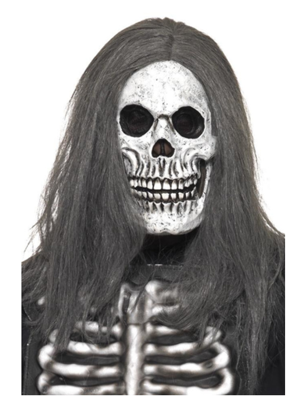 Sinister Skeleton Mask, Grey, Overhead, Foam Latex