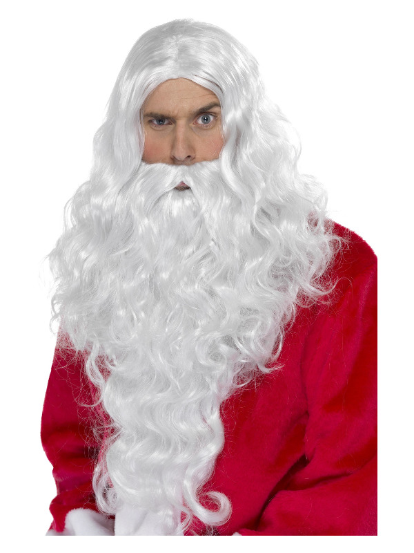 Santa Dress Up Kit, White, with Wig & Beard