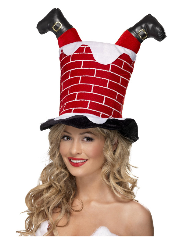 Santa Stuck in Chimney Hat, Red