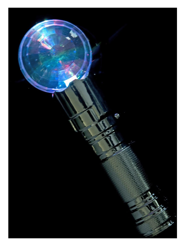 Outerspace Disco Microphone, Silver, Light Up, 20cm / 8in