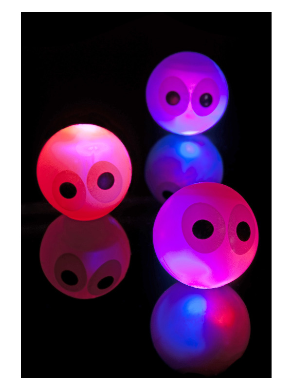 Mini Eye Flashing and Bouncing Balls, Assorted Neon Colours, 24