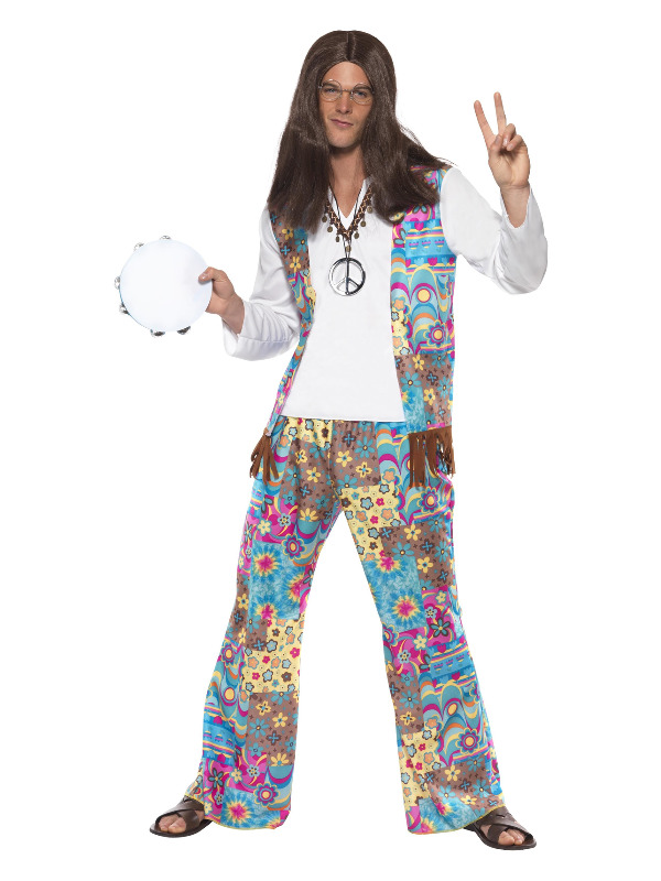Groovy Hippie Costume, Multi-Coloured