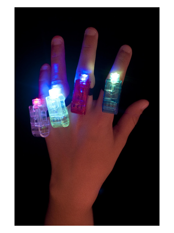 Multi Colour, Multi Flashing Finger Lights, Assorted Colours, 4 Pieces