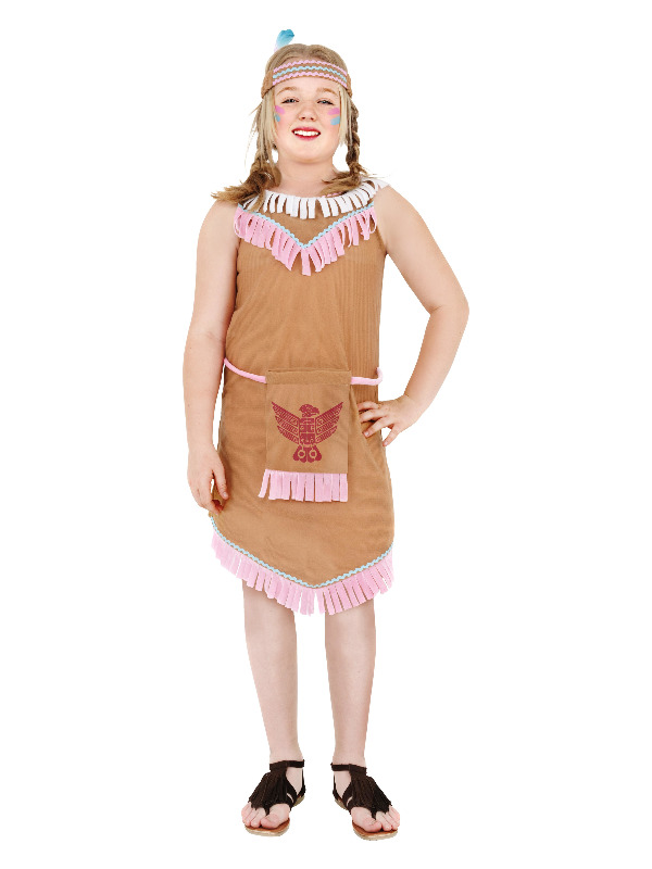 Indian Girl Costume with Bird Badge,