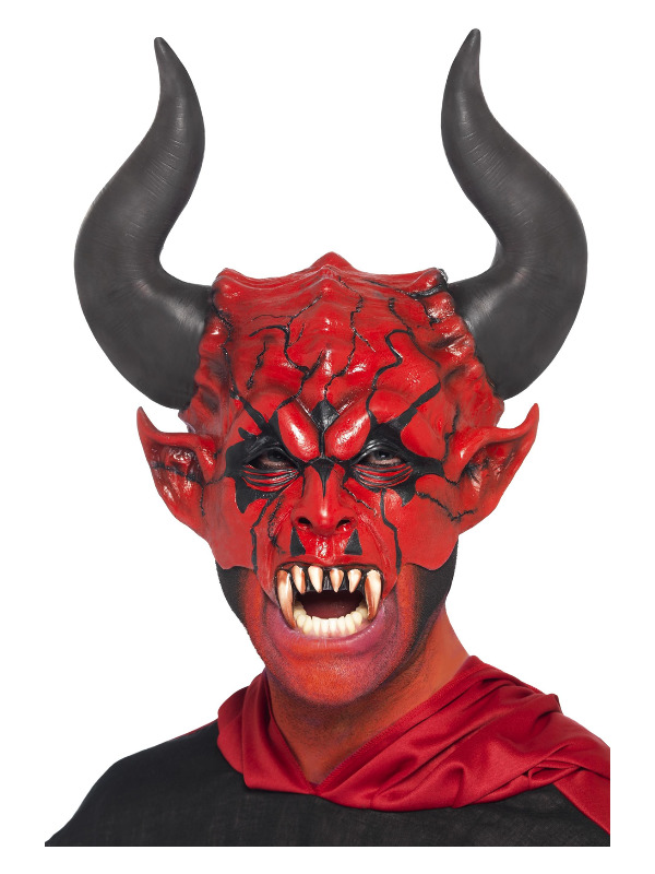 Devil Lord Mask, Red, Half Face, Latex