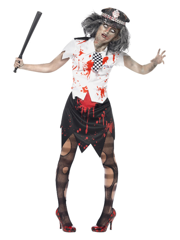 Zombie Policewoman Costume, Black & White