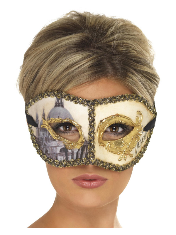 Venetian Colombina Venice Mask, Gold