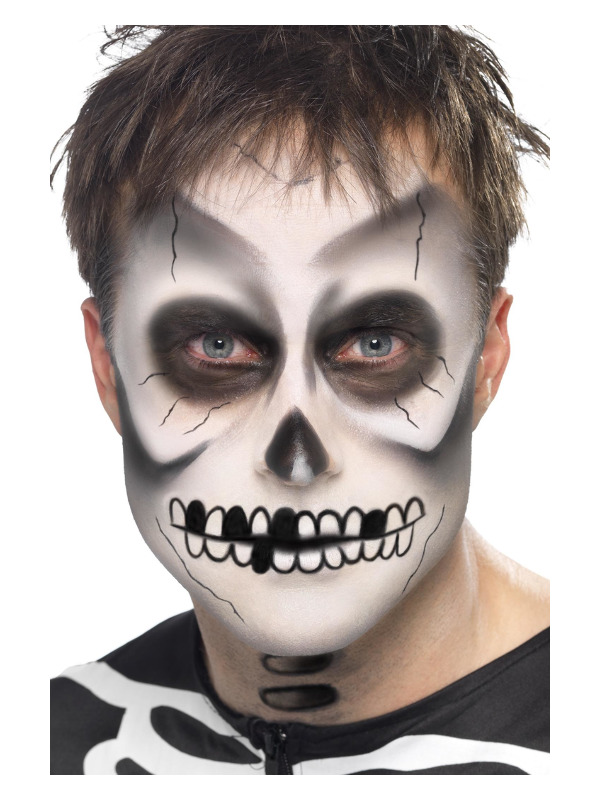 Smiffys Make-Up FX, Skeleton Kit, Black & White, Face Paint, Black Crayon & Sponge