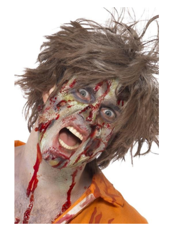 Smiffys Make-Up FX, Complete Zombie Kit, Red, Facepaint, Blood, Liquid Latex, Horror Flesh, Crayon & Applicator