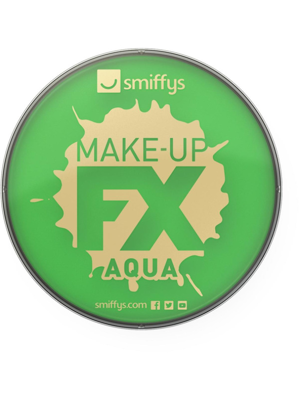 Smiffys Make-Up FX, Bright Green, Aqua Face and Body Paint, 16ml, Water Based