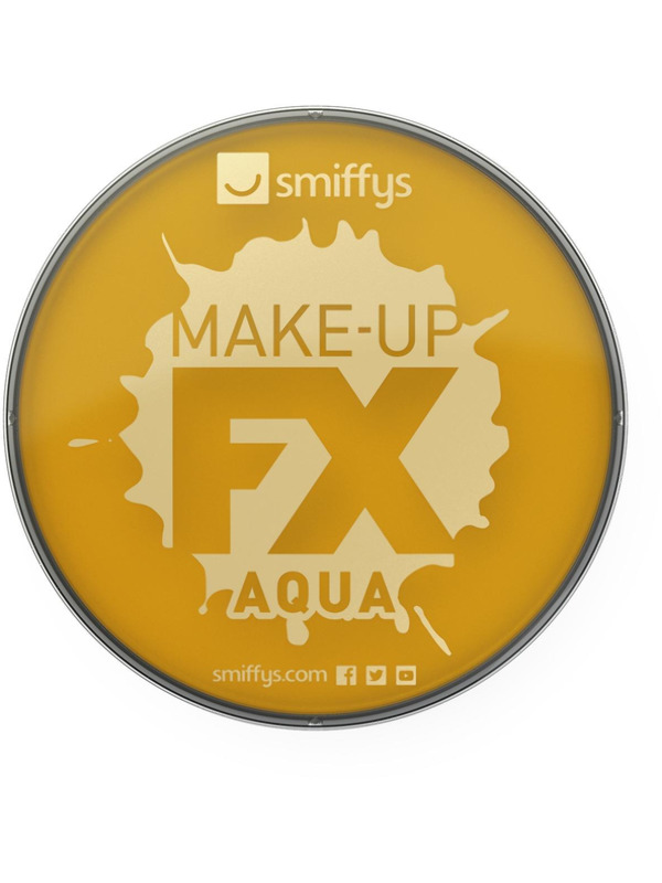 Smiffys Make-Up FX, Metallic Gold, Aqua Face and Body Paint, 16ml, Water Based