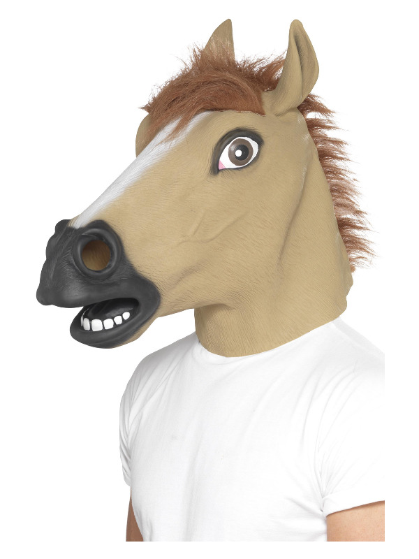 Horse Mask, Brown, Full Overhead, Latex, with Fur