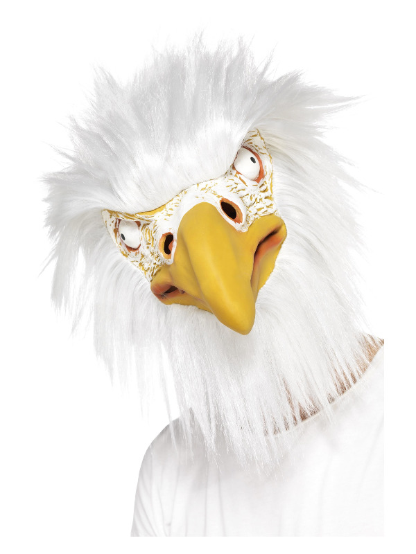 Eagle Mask, Full Overhead, White, Latex, with Fur