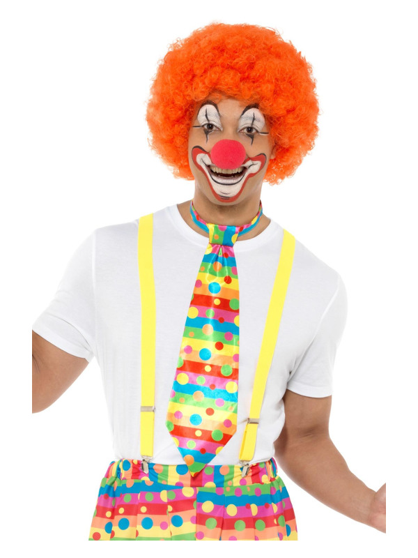 Big Top Clown Tie, Neon, with Spots & Stripes