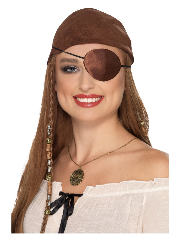 Deluxe Pirate Eyepatch, Brown, Satin