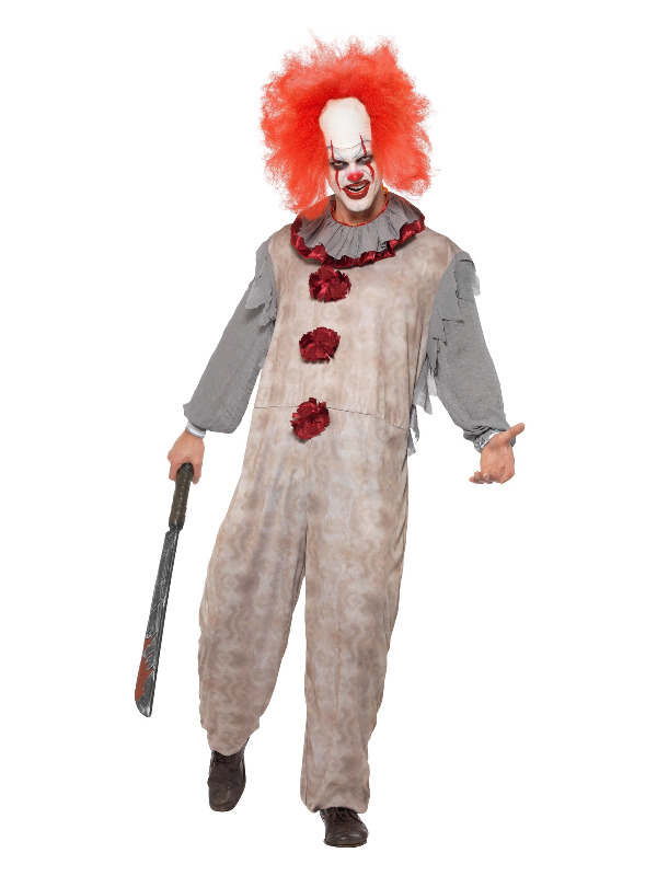 Vintage Clown Costume, Grey & Red