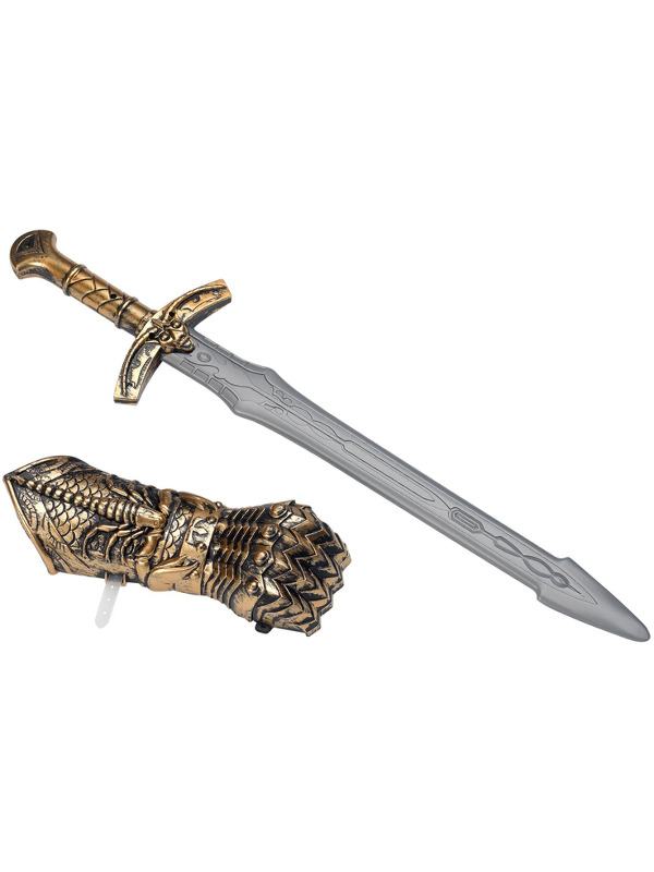 Medieval Weapon Set, Bronze, with Sword & Hand Shield