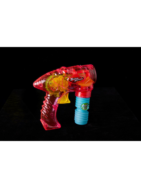 Transparent Friction Bubble Gun, Pink, Includes Solution, 73x48x62cm / 29x19x24in