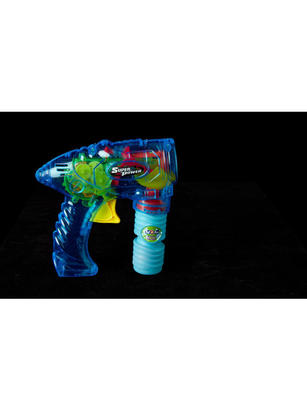 Transparent Friction Bubble Gun, Blue, Includes Solution, 73x48x62cm / 29x19x24in