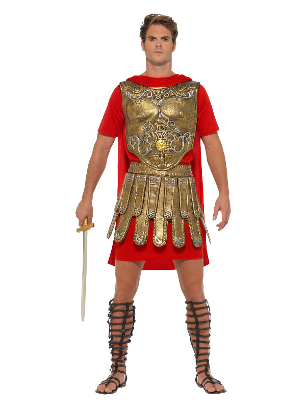 Economy Roman Gladiator Costume, Gold & Red