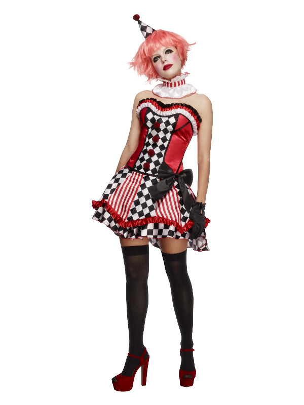 Fever Deluxe Clown Cutie Costume, with Corset, Red