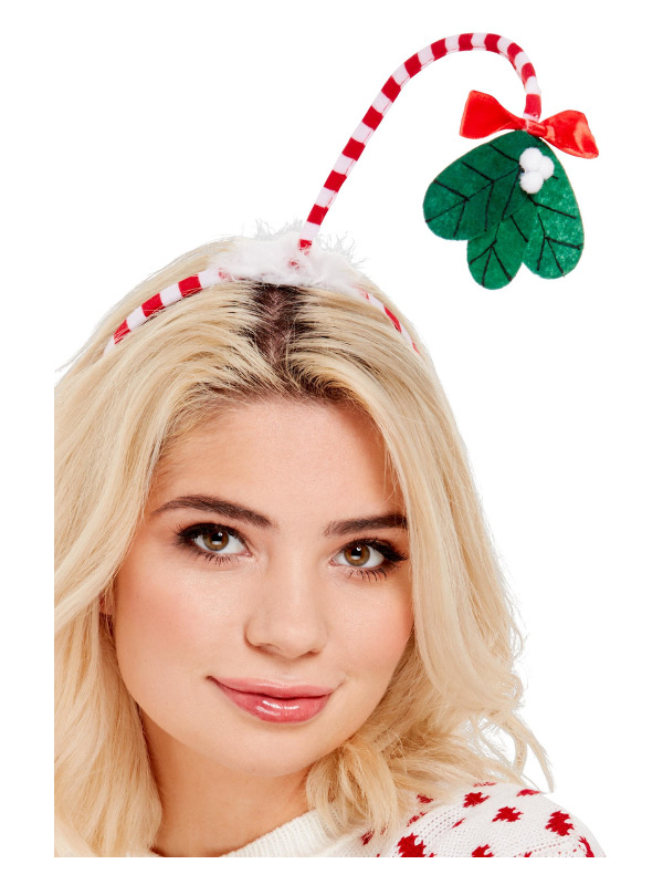 Mistletoe Kisses Headband, Red & White