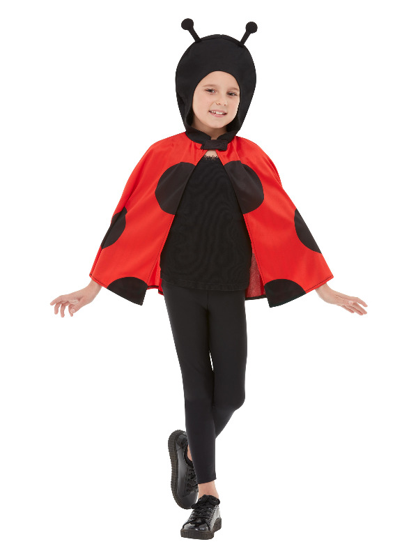 Ladybird Hooded Cape, Black & Red