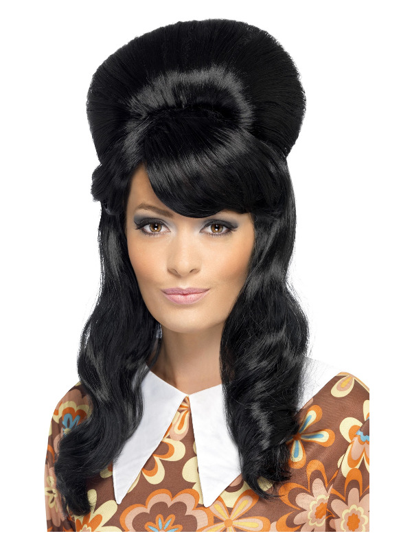 60s Brigitte Bouffant Wig, Black