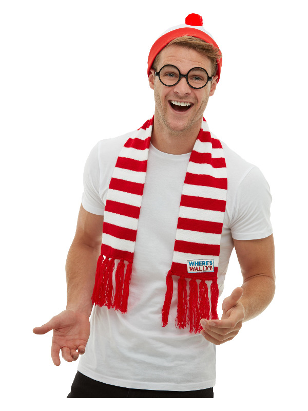 Where's Wally? Kit, Red & White, with Hat, Knitted Scarf & Glasses