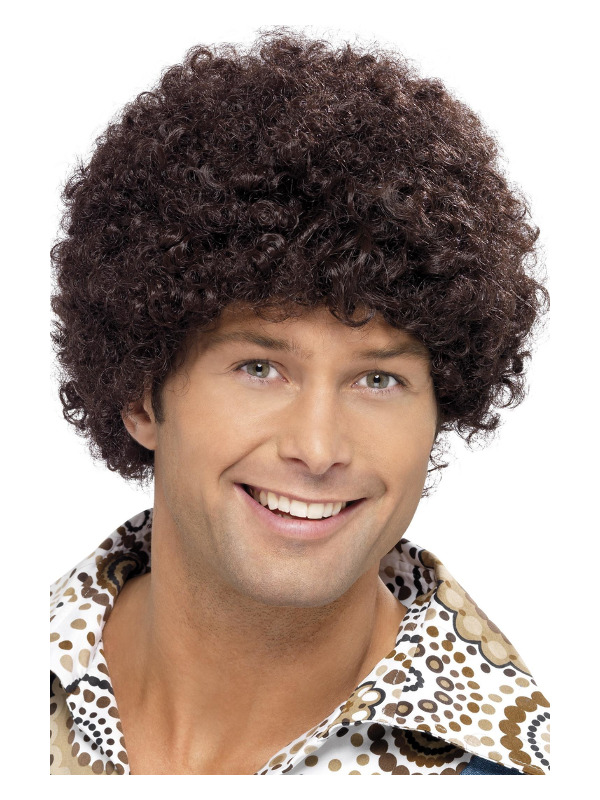 70s Disco Dude Wig, Brown, Afro