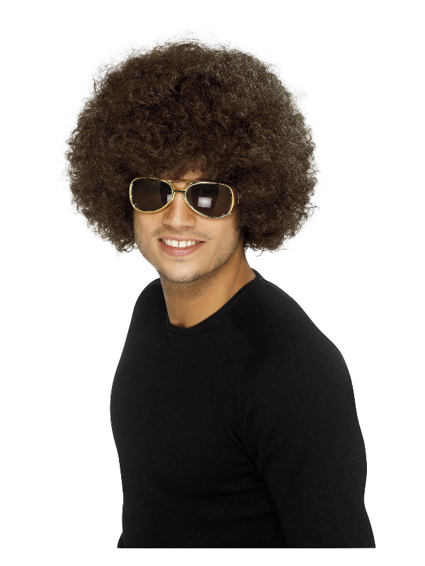 70s Funky Afro Wig, Brown, 120g