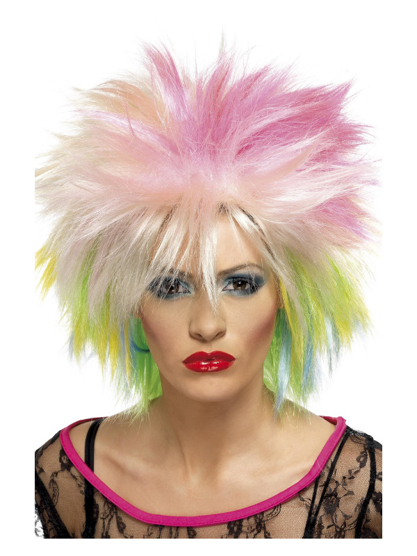 80s Attitude Wig, Multi-Coloured, Short & Spiky