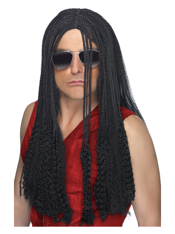 80's Mega Braids Wig, Black, Long with Plaits