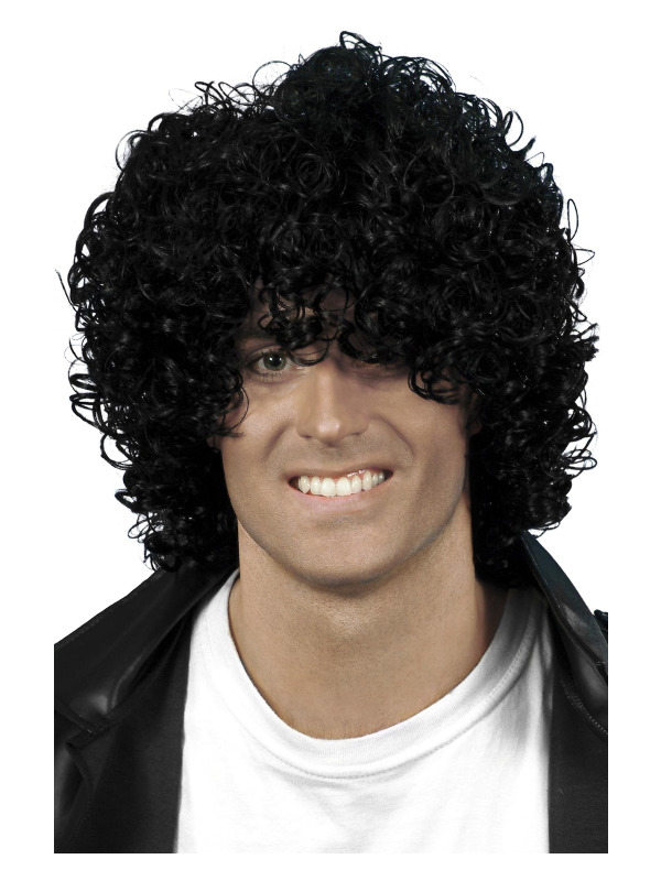 Afro Wet Look Wig, Black, Curly