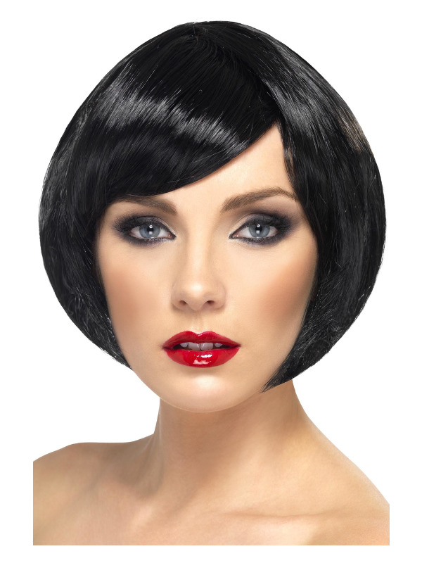 Babe Wig, Black, Short Bob with Fringe