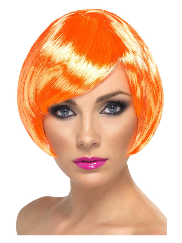 Babe Wig, Fire Coral, Short Bob with Fringe