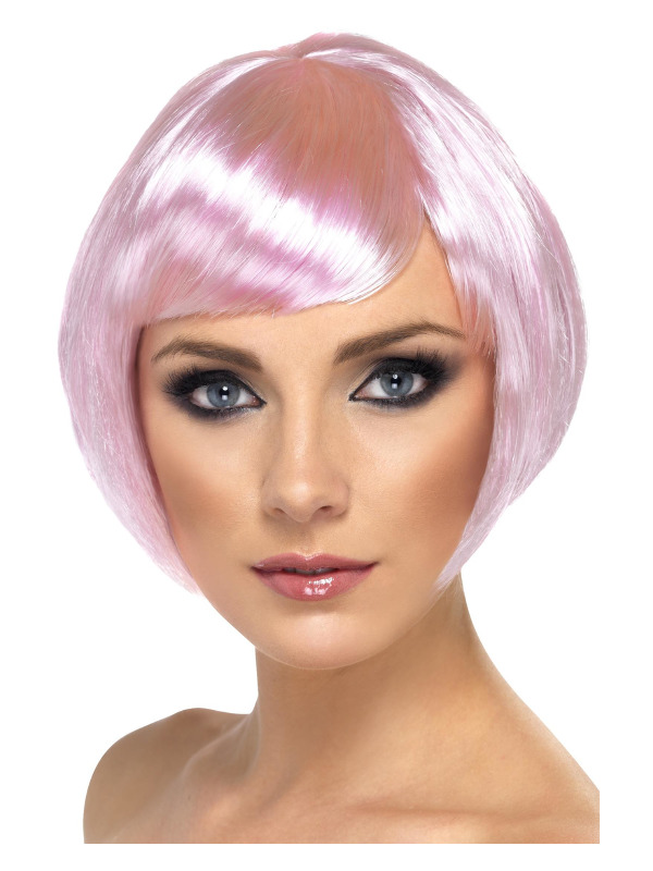 Babe Wig, Pink, Short Bob with Fringe