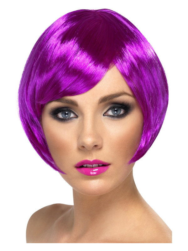 Babe Wig, Purple, Short Bob with Fringe