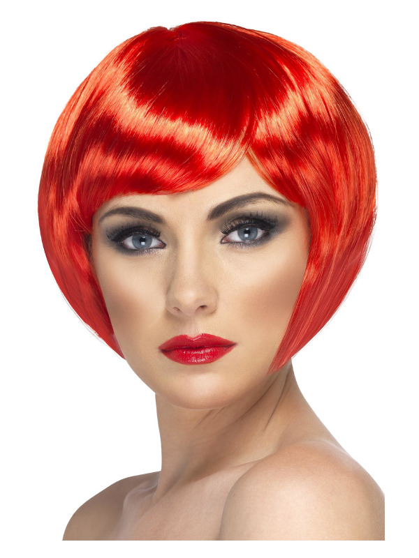 Babe Wig, Red, Short Bob with Fringe