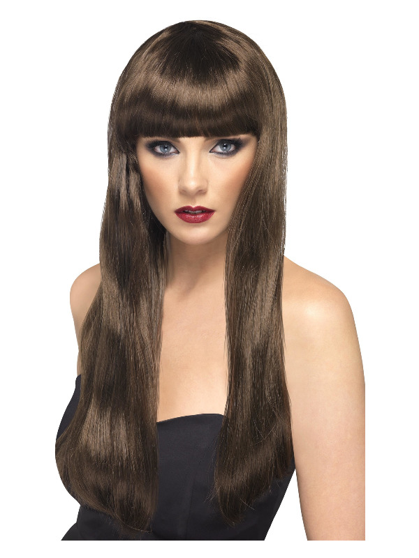 Beauty Wig, Brown, Long, Straight with Fringe