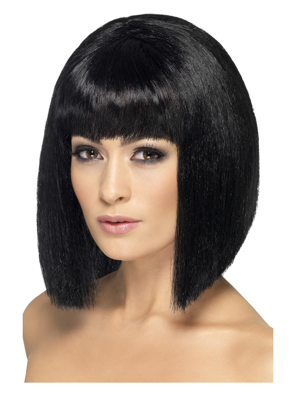 Coquette Wig, Black, Short with Fringe