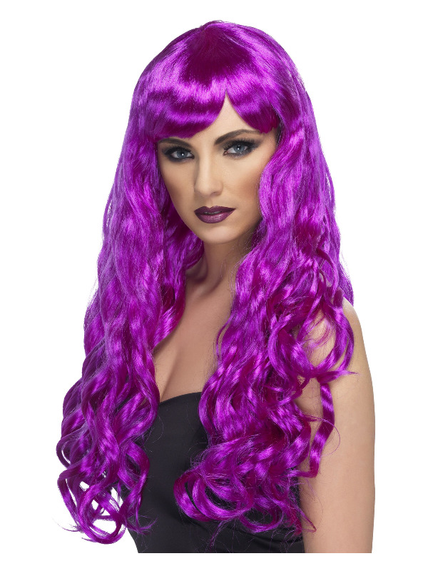 Desire Wig, Purple, Long, Curly with Fringe