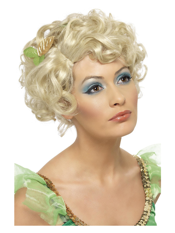 Fairy Wig, Blonde, Short and Wavy, with Flower