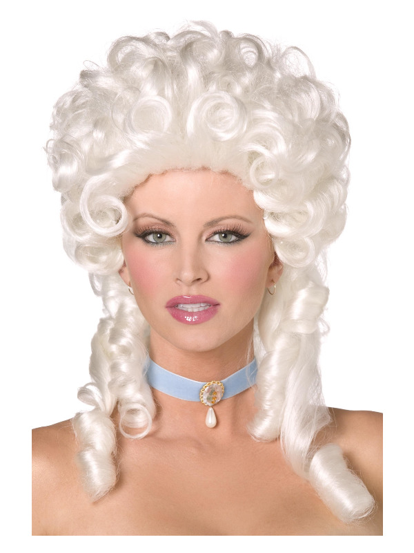 Baroque Wig, White, Shoulder Length with Ringlet Curls