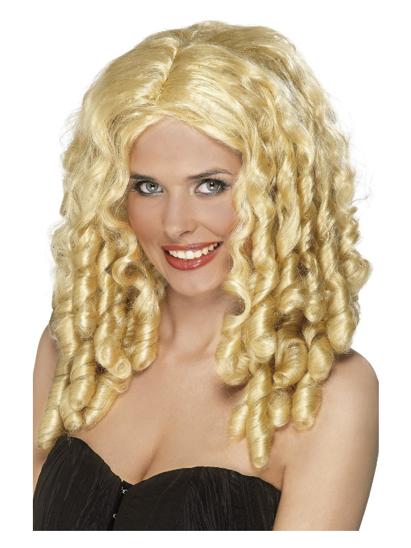 Film Star Wig, Blonde, Long with Spiral Curls