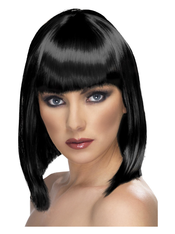 Glam Wig, Black, Short, Blunt with Fringe