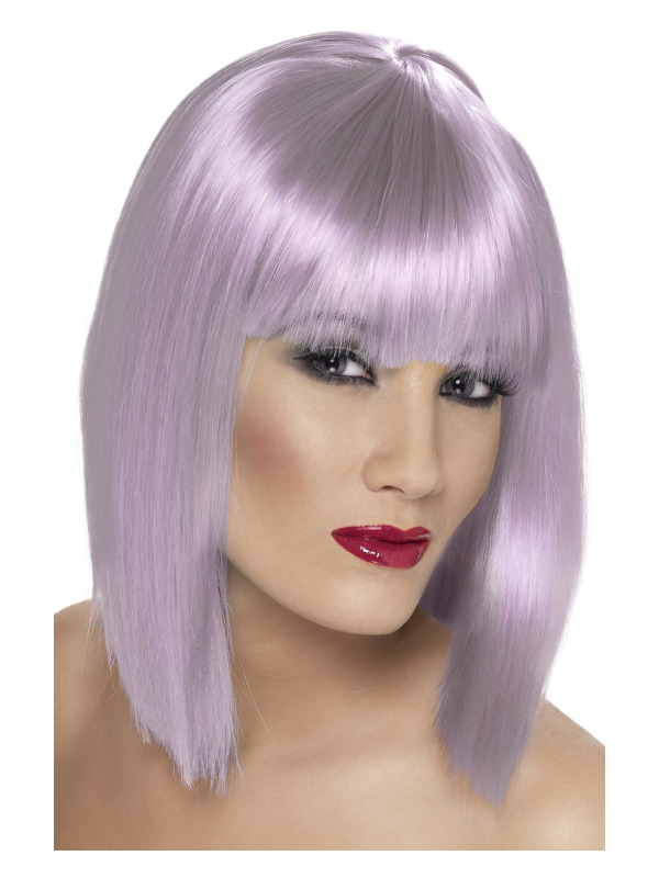 Glam Wig, Lilac, Short, Blunt with Fringe